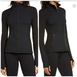 Studio Lite Ribbed Detail Long Sleeve Black Jacket Size XS
